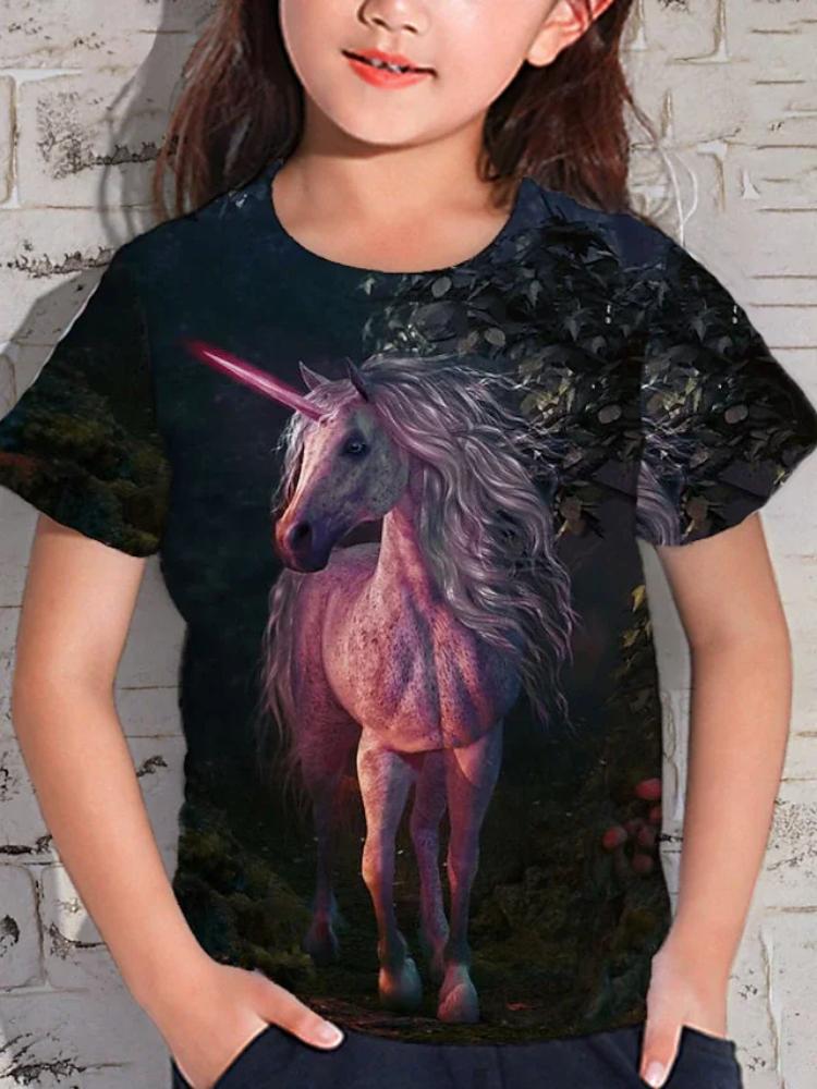 Kukebang Nieuwe Kids Meisjes O-hals T-shirt Hart Vlinder 3D Bedrukt Korte Mouw T-shirt Kinderen Mode Streetwear Zomer Tops Kleding 100