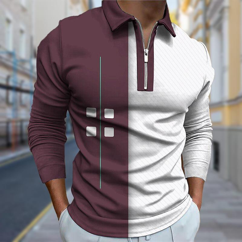 3D Custom Clothing Poloshirts Heren Lange Mouw 4 Knopen Print Nieuw Heren Poloshirt Lange Mouw Rits T-shirt Top 3XL