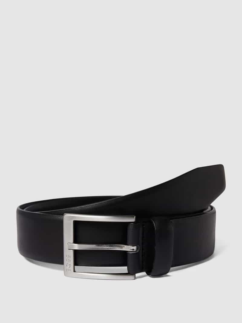 Boss Leren riem met vierkante sluiting en gegraveerd logo
