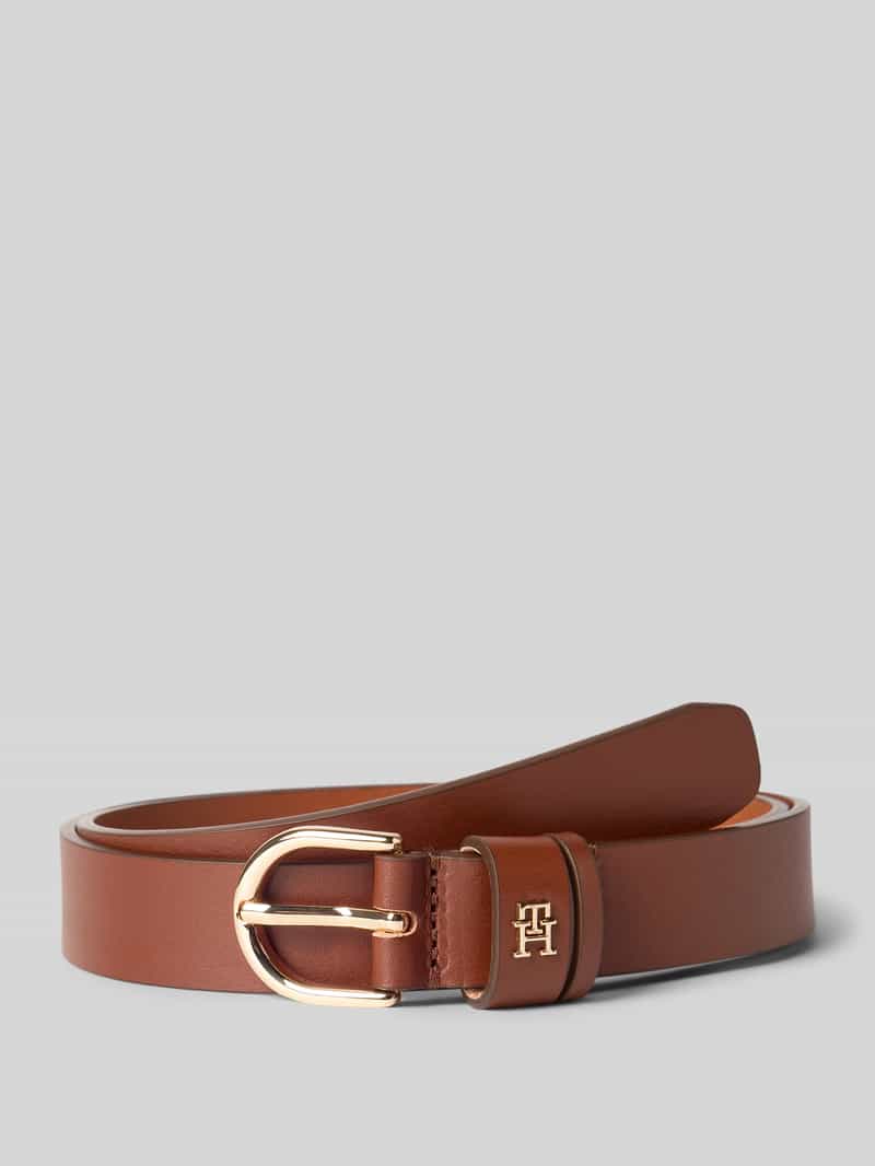 Tommy Hilfiger Leren riem ESSENTIAL EFFORTLESS 2.5 GOLD Logo-embleem, zachte haptiek, ovale eenvoudige pin sluiting