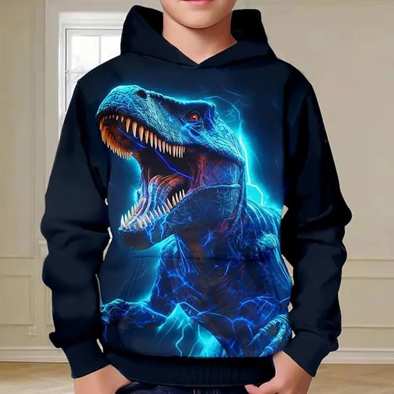 ETST WENDY 012 Lente Herfst Jongens Hoodie Pullover 3D Dinosaurus Print Mode Straat Verblindend Coole Kinderkleding Casual Lange Mouw Hoodies Tops 150CM