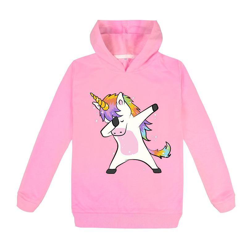 Jf4t3 Leuke Eenhoorn Hoodies Kinderen Casual Sweater Kinderkleding Hoodies met lange mouwen Kids Tops Sweatshirts 130 roze