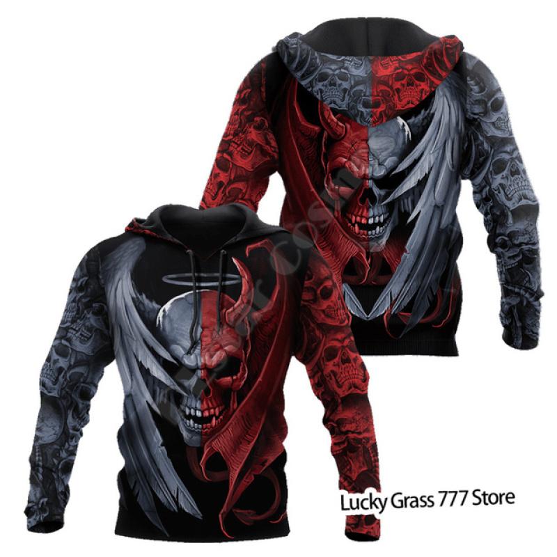 TIP723 Lente Herfst mannen Hoodies Sweatshirt 3D Print Reaper Schedel Engel En Demon Man Kleding Mode Toevallige Trui Mannelijke XXL