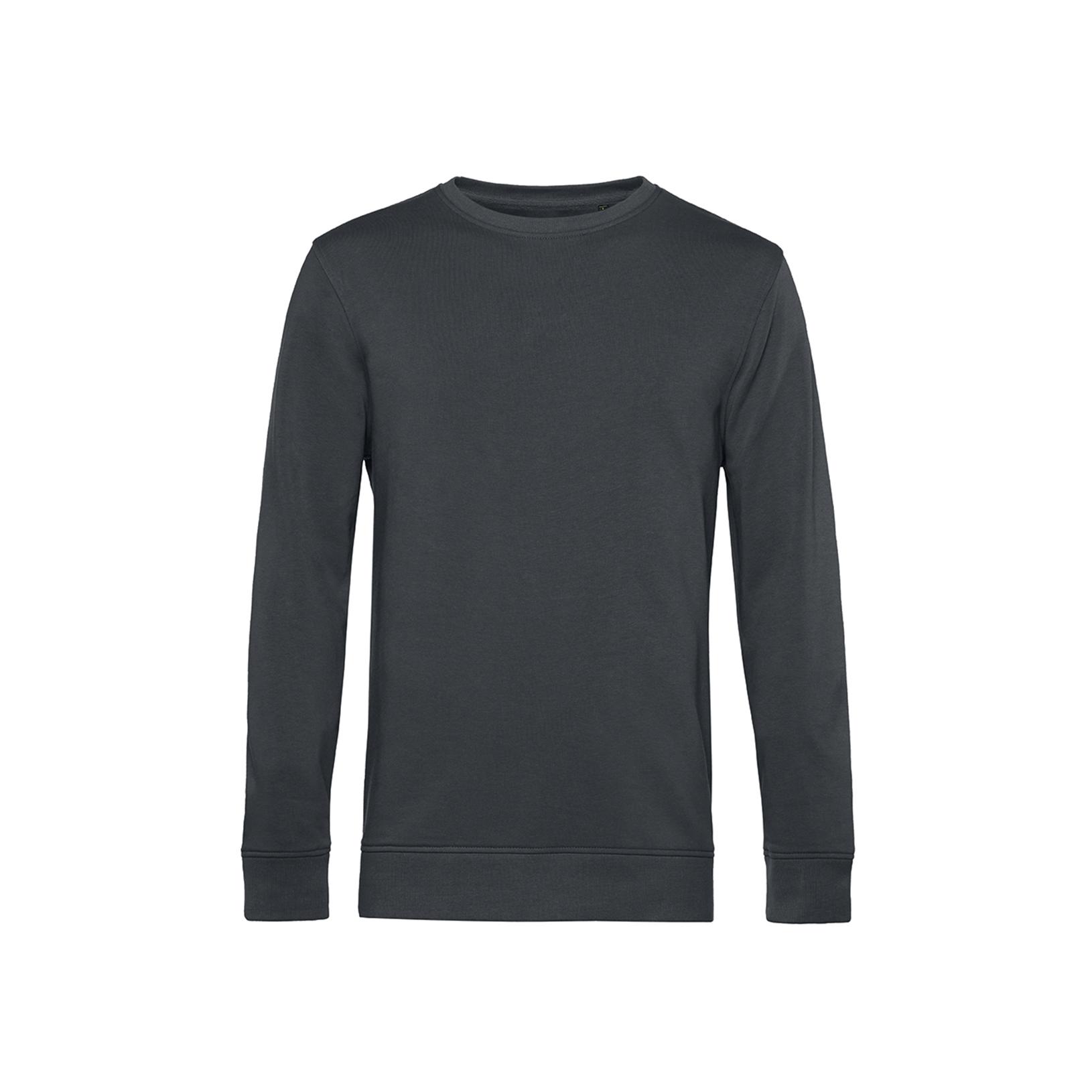 B&C Heren biologisch sweatshirt met ronde hals asgrijze kleur