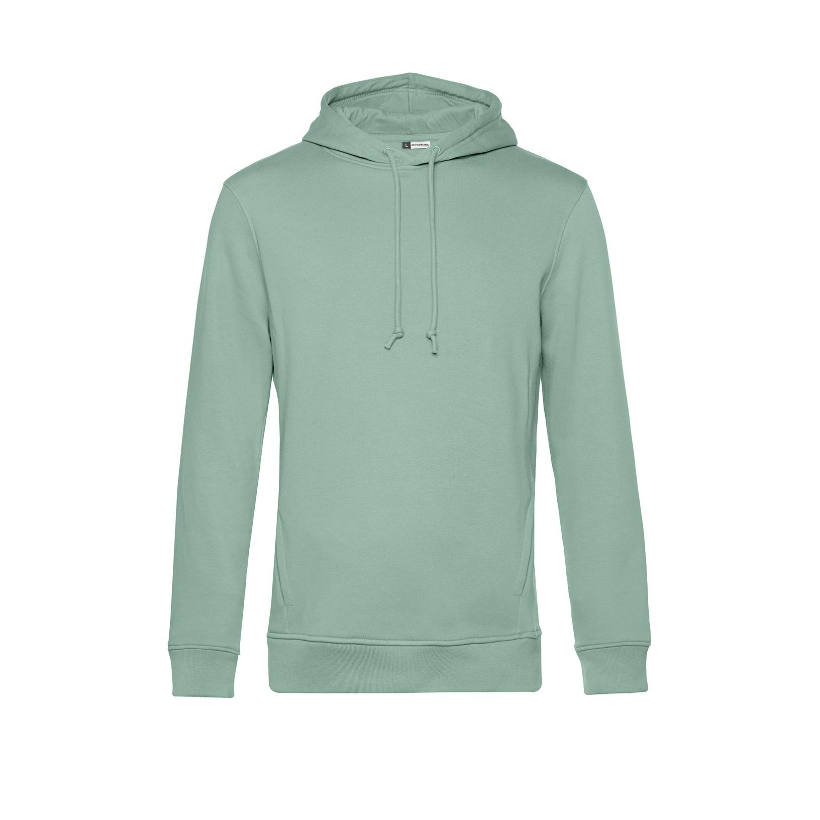 B&C biologische herenhoodie mirte groene kleur