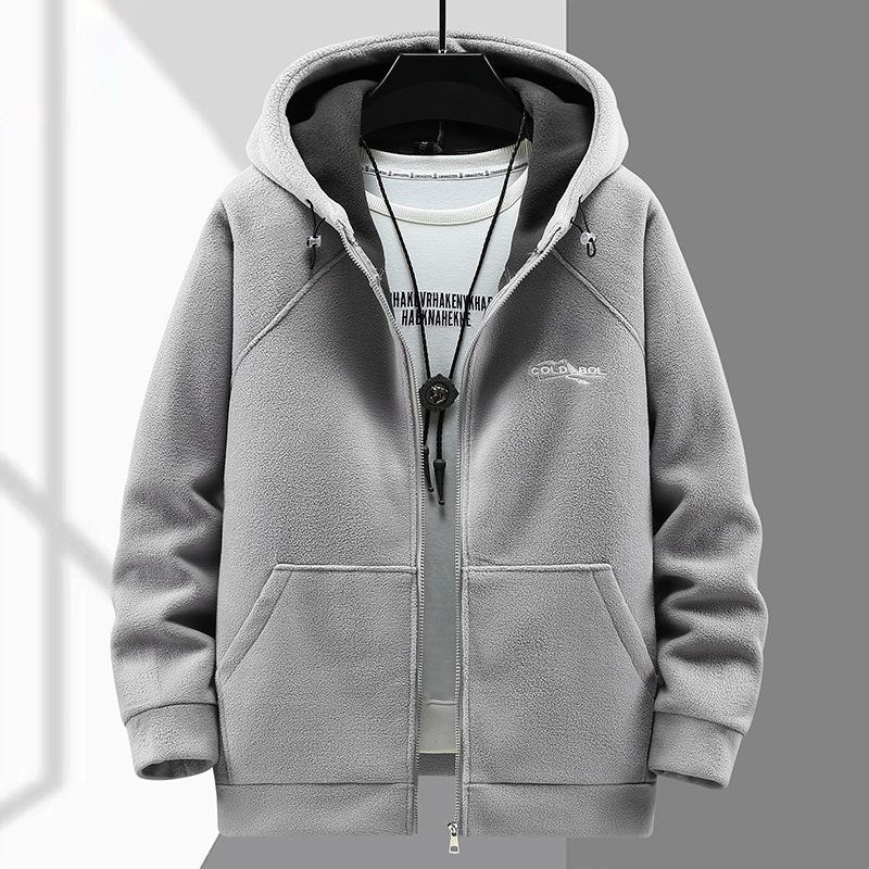 EMOOS Herfst Winter Fat Guy 190kg 12xl 11XL 10XL Verdikte Fleecejas voor Heren Trendy Fatty Hooded Plus Size Warme Fleecejas 12XL grijs