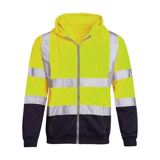 DILLER Heren Hoodie Jas Reflecterende Strip Veilige Waarschuwing Kleur Matching Trekkoord Losse Ritssluiting Lange Mouw Warm Zacht Sanitair Overalls Koudebestendig 4XL