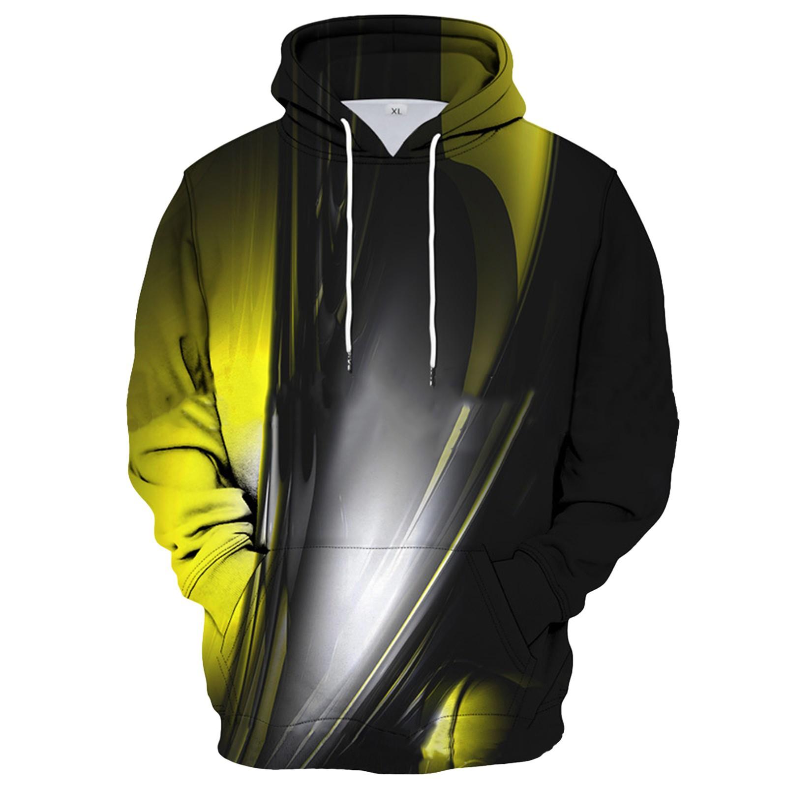 Ren Fashion Los bedrukt sweatshirt met capuchon voor heren Casual mode-sportsweatshirt voor heren XL geel