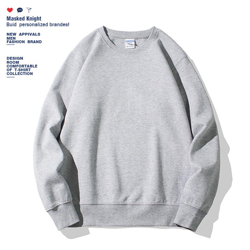 PulseTrade Oversized heren sweatshirt met losse, casual, effen kleur en ronde hals, met losse schouders (Geschikt voor maximaal 300 lbs) L lichtgrijze kleur
