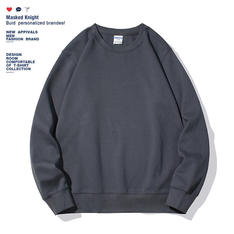 PulseTrade Oversized heren sweatshirt met losse, casual, effen kleur en ronde hals, met losse schouders (Geschikt voor maximaal 300 lbs) 8XL donkergrijze kleur