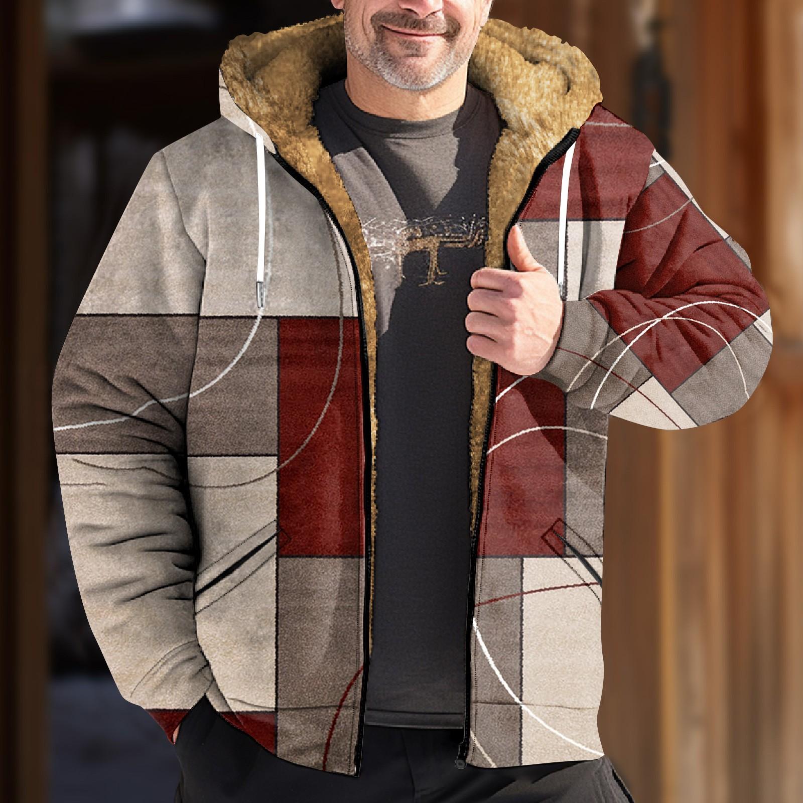 Long nose Herenjack met retroprint. Heren lente- en herfst-casual trendjack met rits en capuchon XXXL koffie