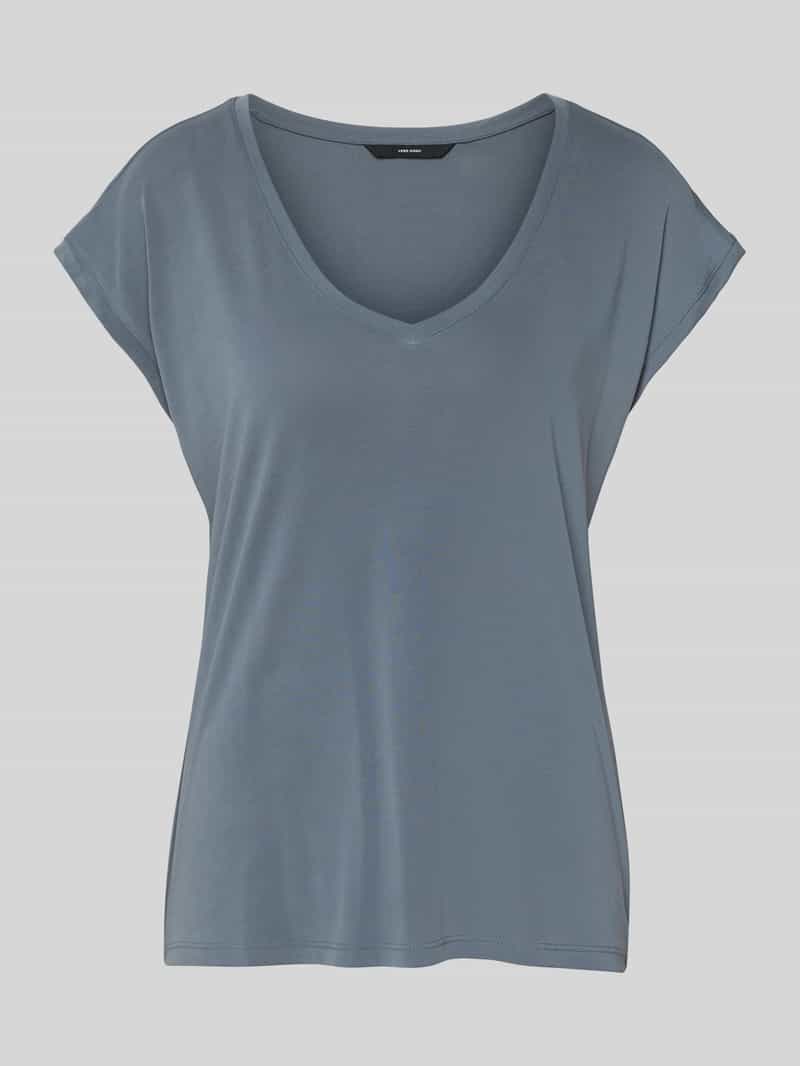 Vero Moda Shirt met V-hals VMFILLI SS V-NECK TEE GA NOOS in een materialenmix met tencel™ modal