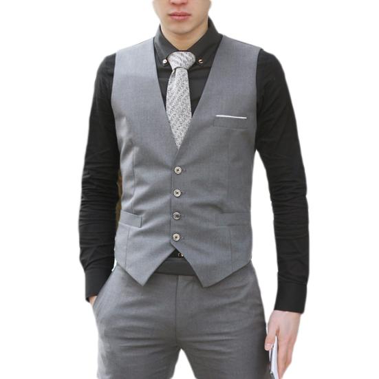 Cozyoutfit Tops Heren Klassiek Formeel Zakelijk Slim Fit Kettingvest Pak Herenkleding Vest M grijs