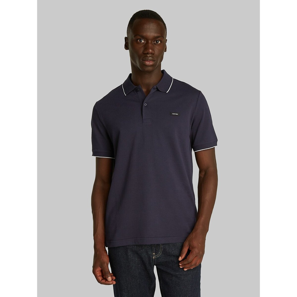 Calvin Klein Poloshirt STRETCH PIQUE TIPPING POLO met streepdetail op de kraag