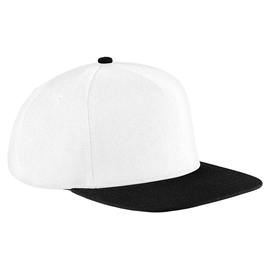 Beechfield unisex originele platte piek snapback pet wit/zwart