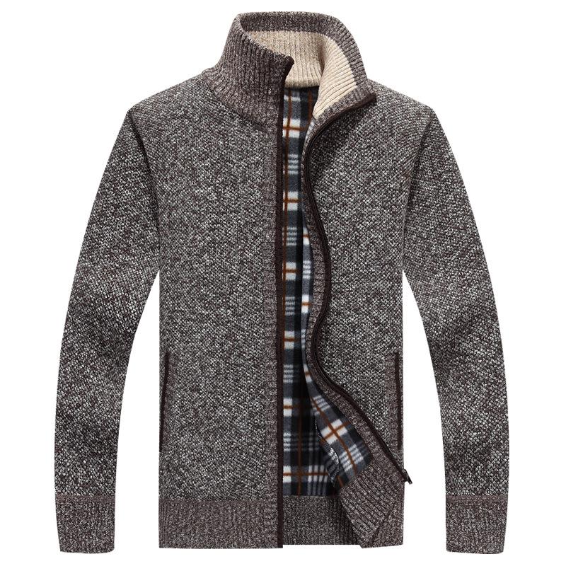Cozyoutfit Heren trui met rits, casual trui groot 3XL koffie