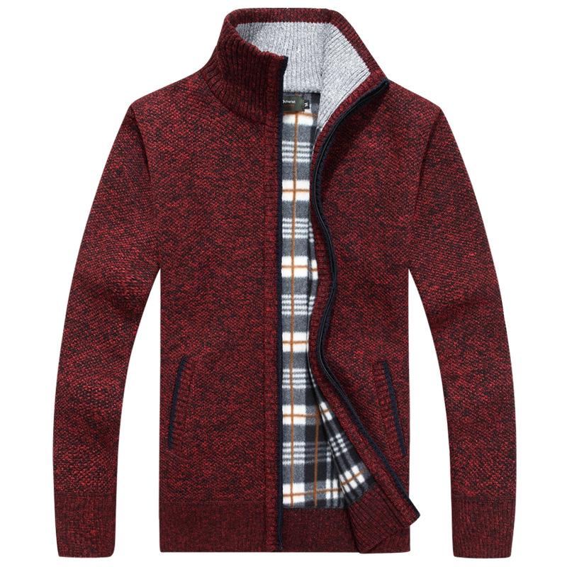 Cozyoutfit Heren trui met rits, casual trui groot 3XL wijnrode kleur