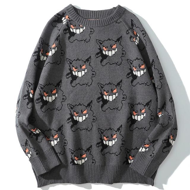Super cobra Trui Mannen Harajuku Gengar Hip Hop Streetwear Mannen Kleding Spandex Trui O-hals Oversize Fashion Casual Paar Mannelijke Truien L zwart