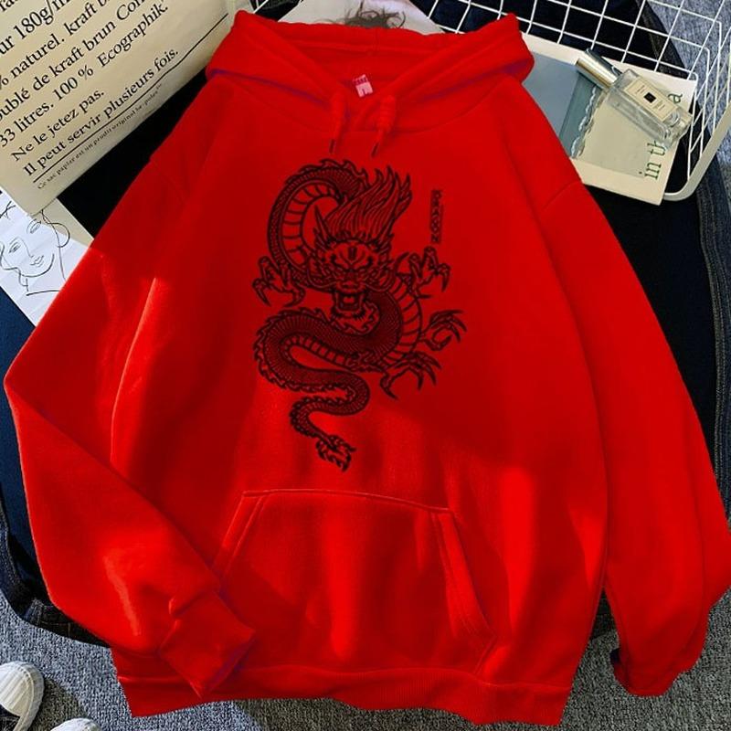 Boutique sports suit series 2 Hoodie Persoonlijkheid Draakpatroon Hoodie met lange mouwen Casual Sport Streetwear met zakken Losse top 3XL