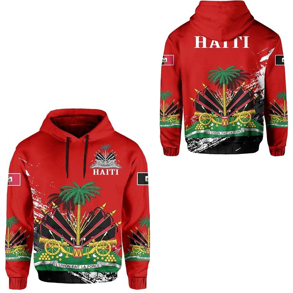 ETST 07 Sudadera con capucha para hombre y mujer, suéter con estampado de bandera de país, Mar caribeño, Isla de Haïti, Retro, chándal, 6XL