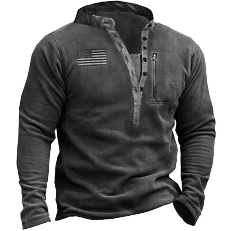 FEGKZLI Fashion Fleece voor heren, warm sweatshirt met V-hals, buitensportjassen, trui, casual herenoutwear XL