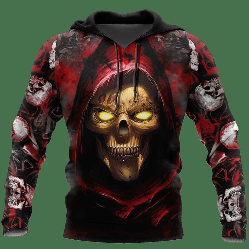 Nihao Grafische Vlam Schedel Herenmode 3D-print Hoodie Hoodies Lange mouw Capuchon Print Voorvak Lente & Herfst Hoodie Sweatshirt 6XL