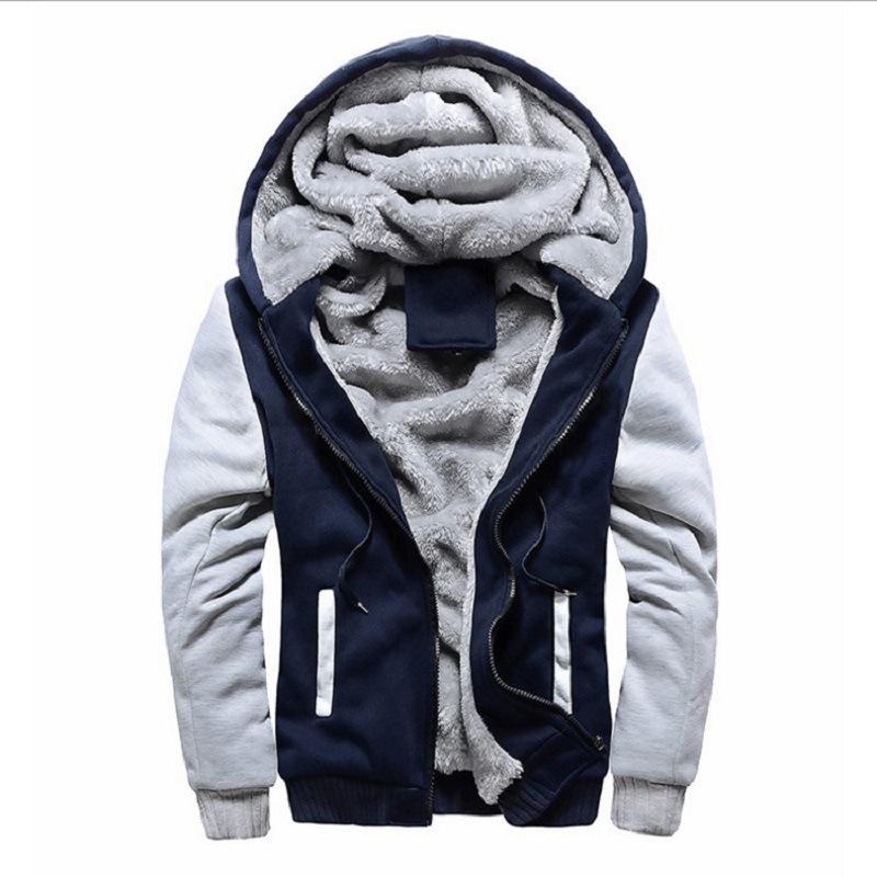 DSorothy Heren Hoodies Herfst Mode Trainingspak Sweatshirt Heren Winter Kraag Cap Lange Mouwen Rits Hoody Sport Sweatshirts M blauw