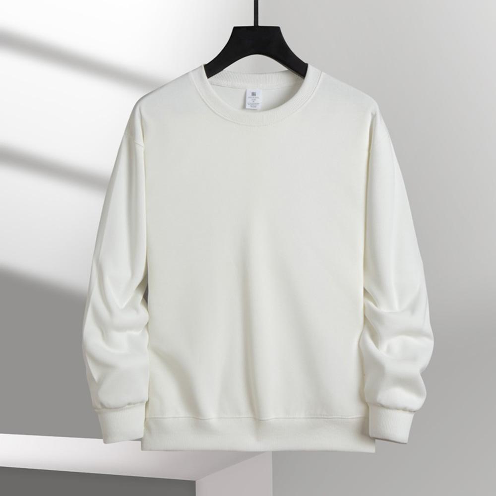 King Billion Men's Casual Solid Color Round Neck Sweatshirts Classic Sweatershirt Pullover Streetwear Long Sleeve Trendy Standard Swatershirt L wit