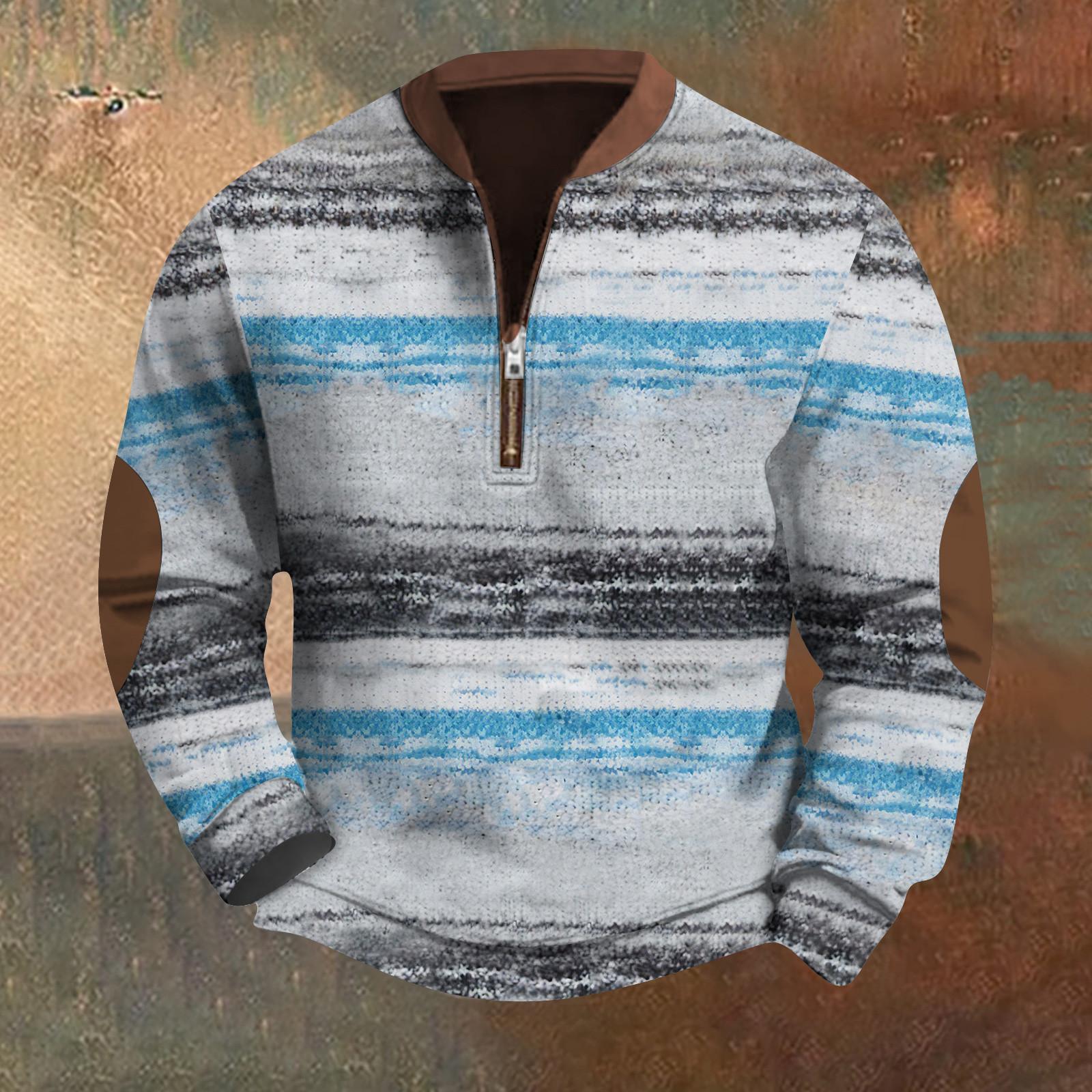 Niubiplus Heren Retro Casual Gradient Bedrukt Sweatshirt XL hemelsblauwe kleur