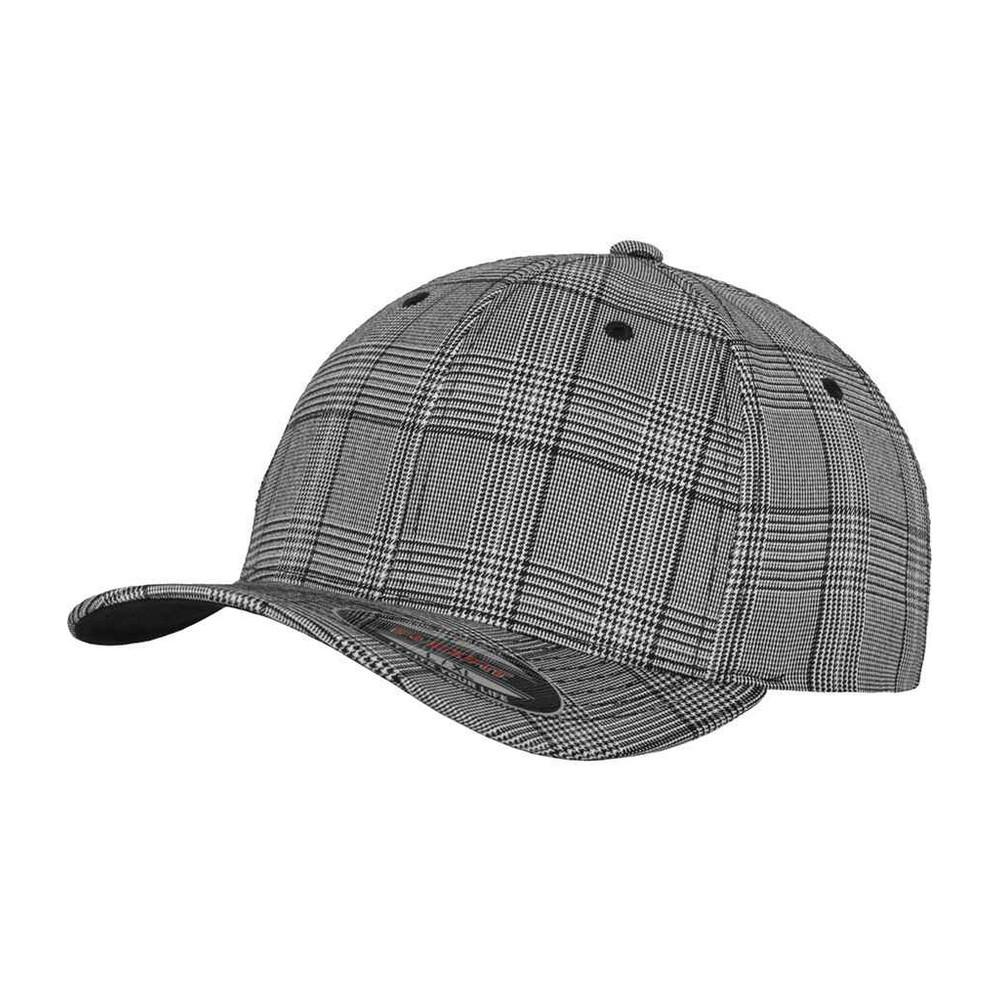 FLEXFIT Glen Checked Baseball Cap S-M zwart/wit