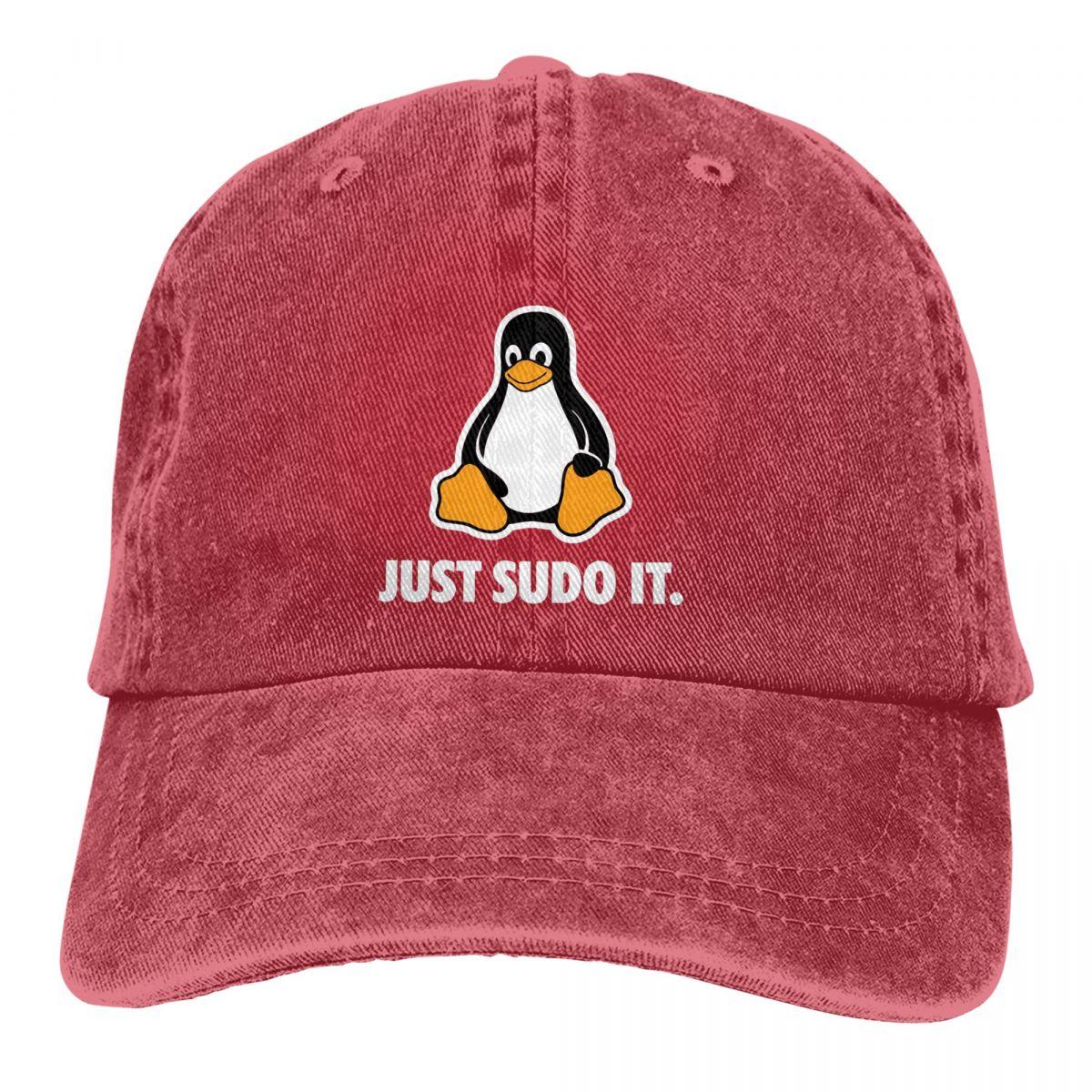 91510107MAC1P63Q47 Just Sudo It Baseball Cap Unisex Hoeden Dames Vizierbescherming Snapback Linux Besturingssysteem Tux Penguin Caps One Size
