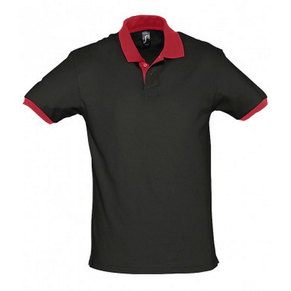 SOLS Prince unisex katoenen poloshirt met korte mouwen en contrasterende piqué XS zwart/rood