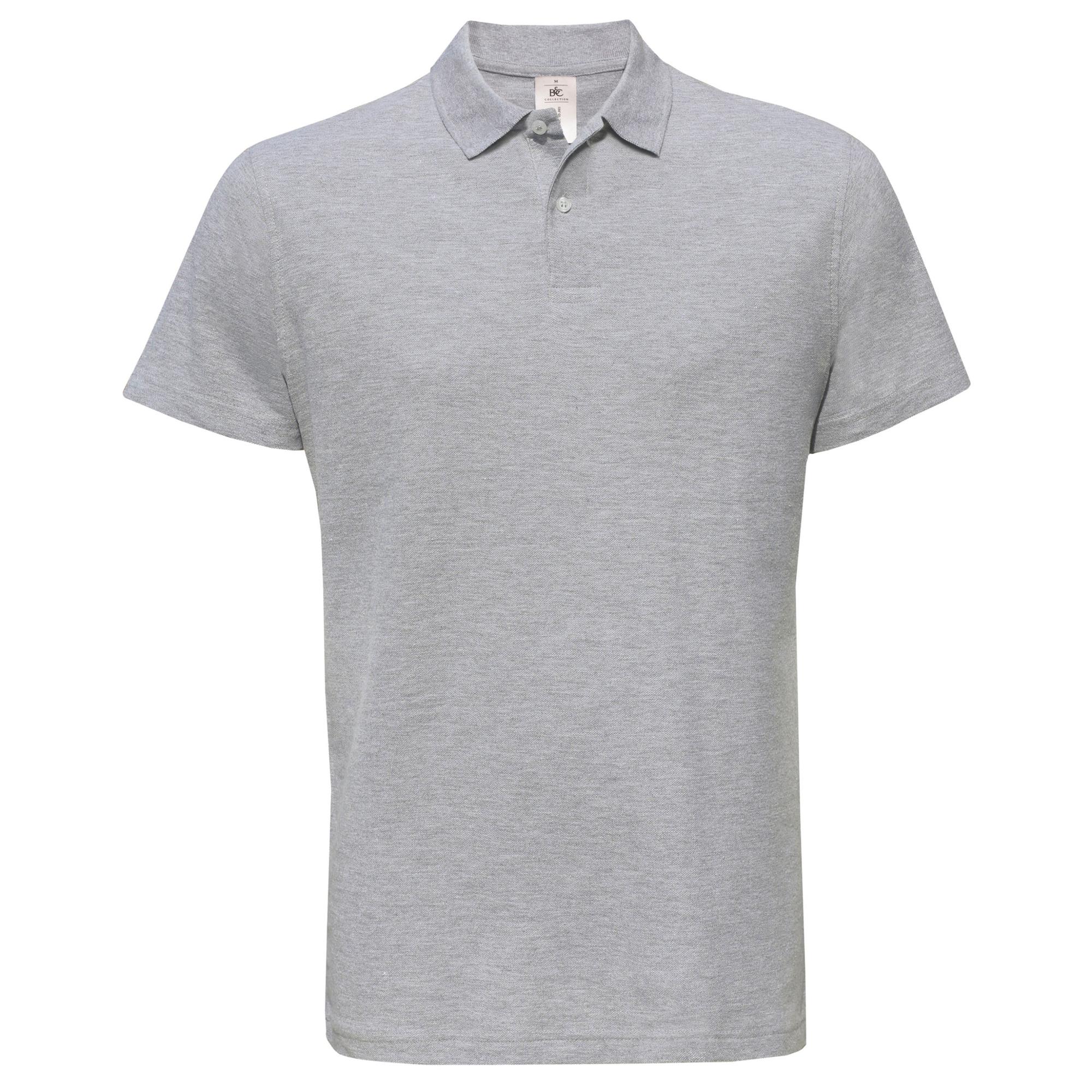 B&C Heren ID.001 gemêleerd poloshirt XL grijs