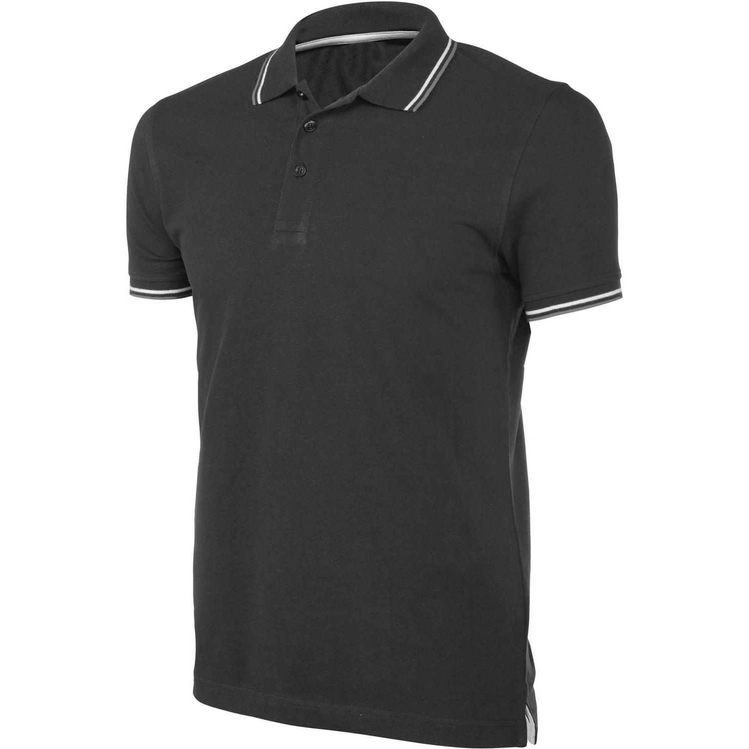 Kariban herenpoloshirt met contrasterende korte mouwen M zwart