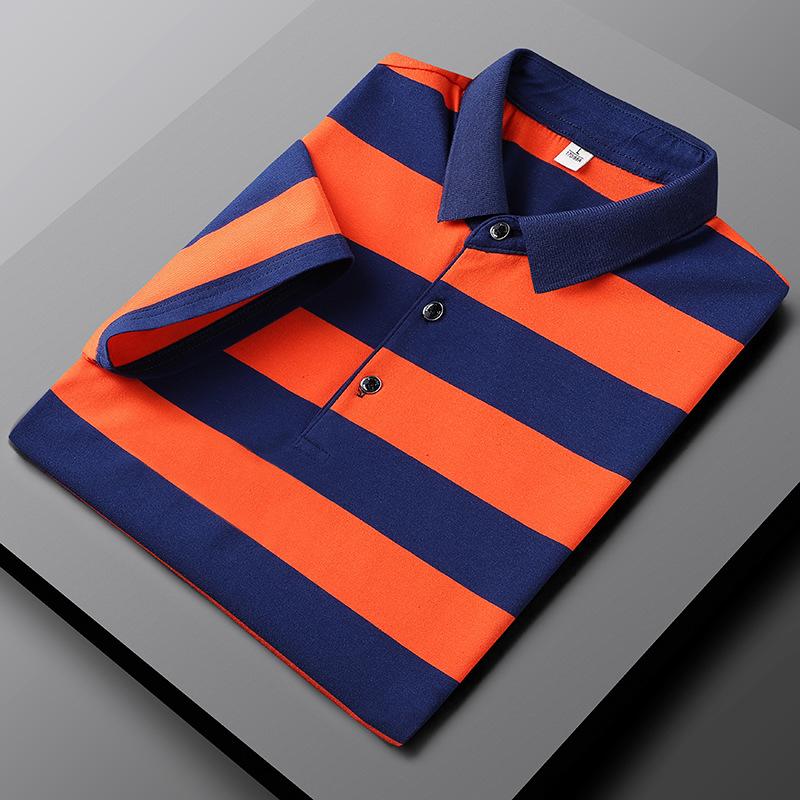 Lucky ioom Clothes Zomer polo T-shirt korte mouw revers casual gestreept T-shirt met halve mouwen herentop XXL