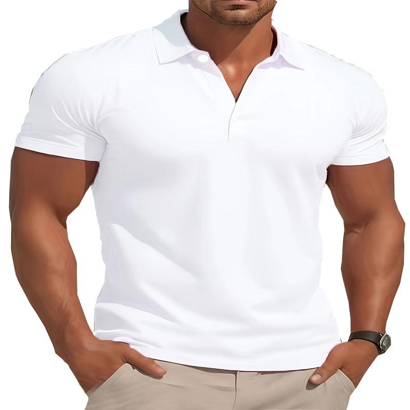 Bengbukulun Heren zomer effen poloshirt met snelle droging, modieus en comfortabel, korte mouwen, veelzijdig, geschikt om uit te gaan 2XL wit