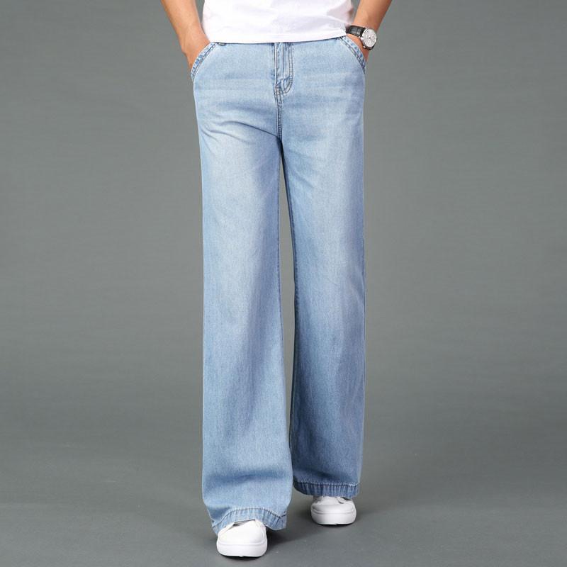LFSZY121 Heren Flared Jeans Boot Cut Leg Flared Loose High Waist Mannelijke Designer Klassieke Denim Jeans 29 lichtblauwe kleur