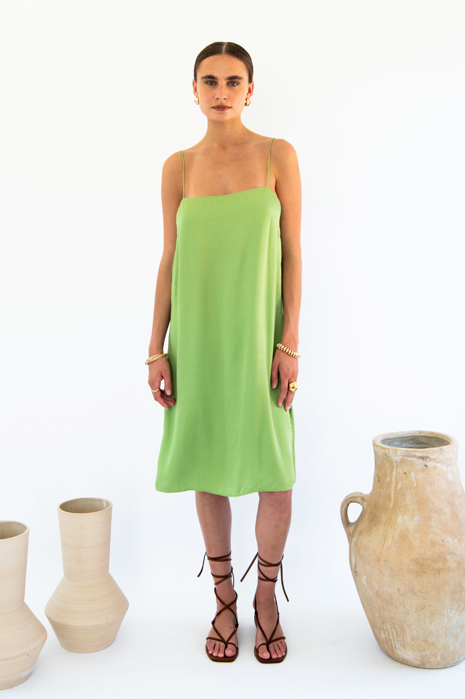 Neu Nomads Damen vegan Slip Dress Julianne Boxy Emerald