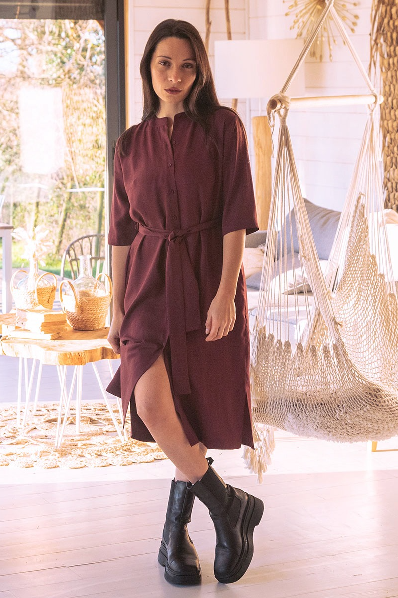 Widda Damen vegan Kleid Baya Bordeaux