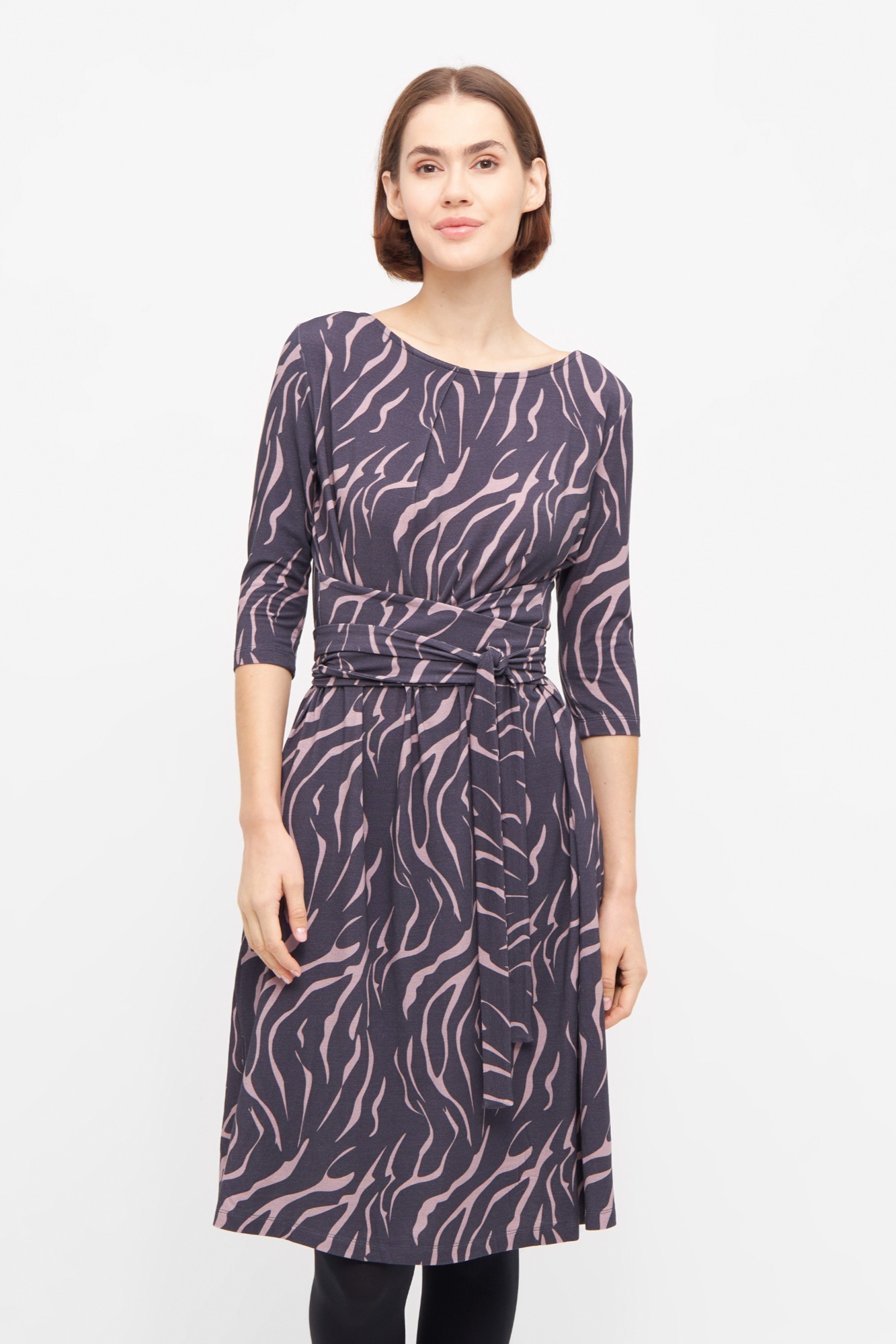 Widda Damen vegan Wickelkleid Kimori Dunkelblau/Grau
