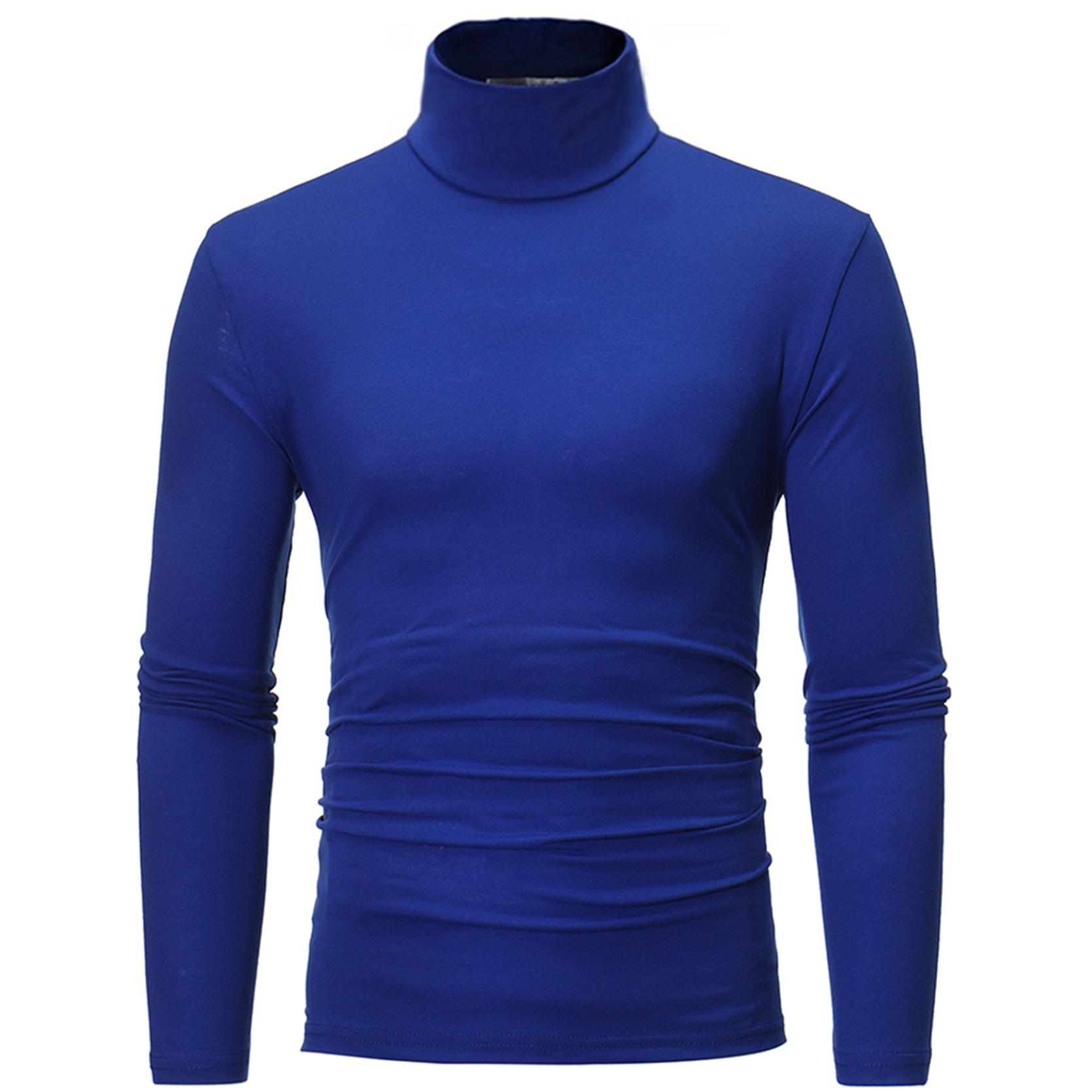 IEFiEL Heren coltrui, slim-fit trui met lange mouwen, casual trui met hoge kraag, tops, basic coltruien, slim-fit T-shirts S koningsblauwe kleur