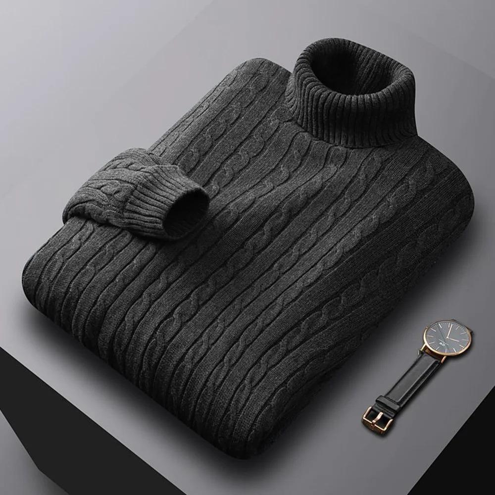 King Billion Heren coltrui effen kleur hoge hals trui gebreide truien casual elastische sweatwear heren herfst winter L koffie