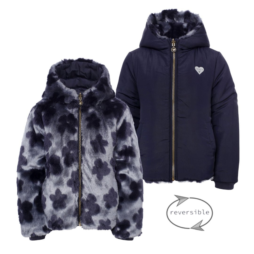 LOOXS Little winter winterjas meisjes - navy blauw - reversible