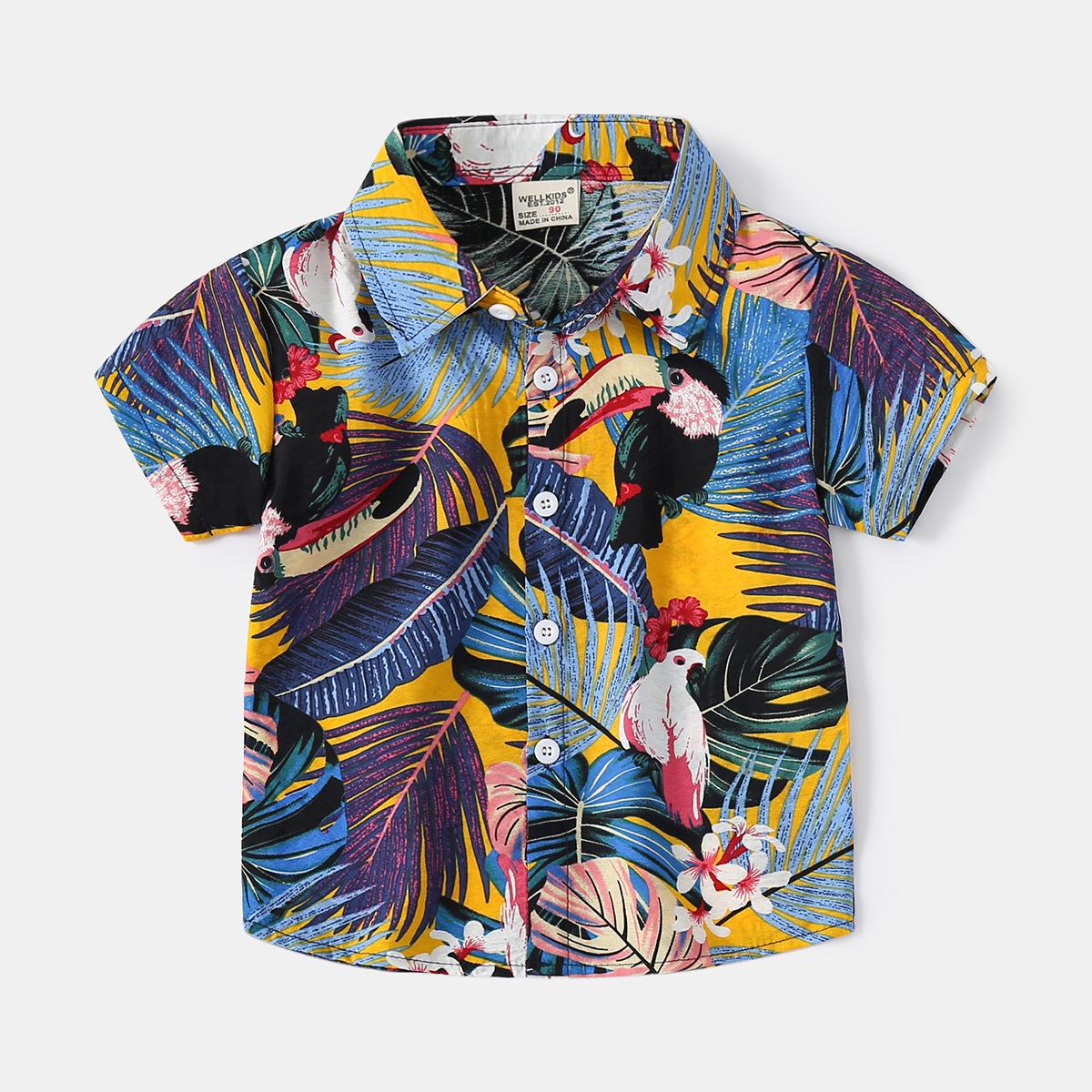 Top Men Wardrobe Zachte Hawaiiaanse overhemden met korte mouwen voor jongens - Casual kinderoverhemden 130cm