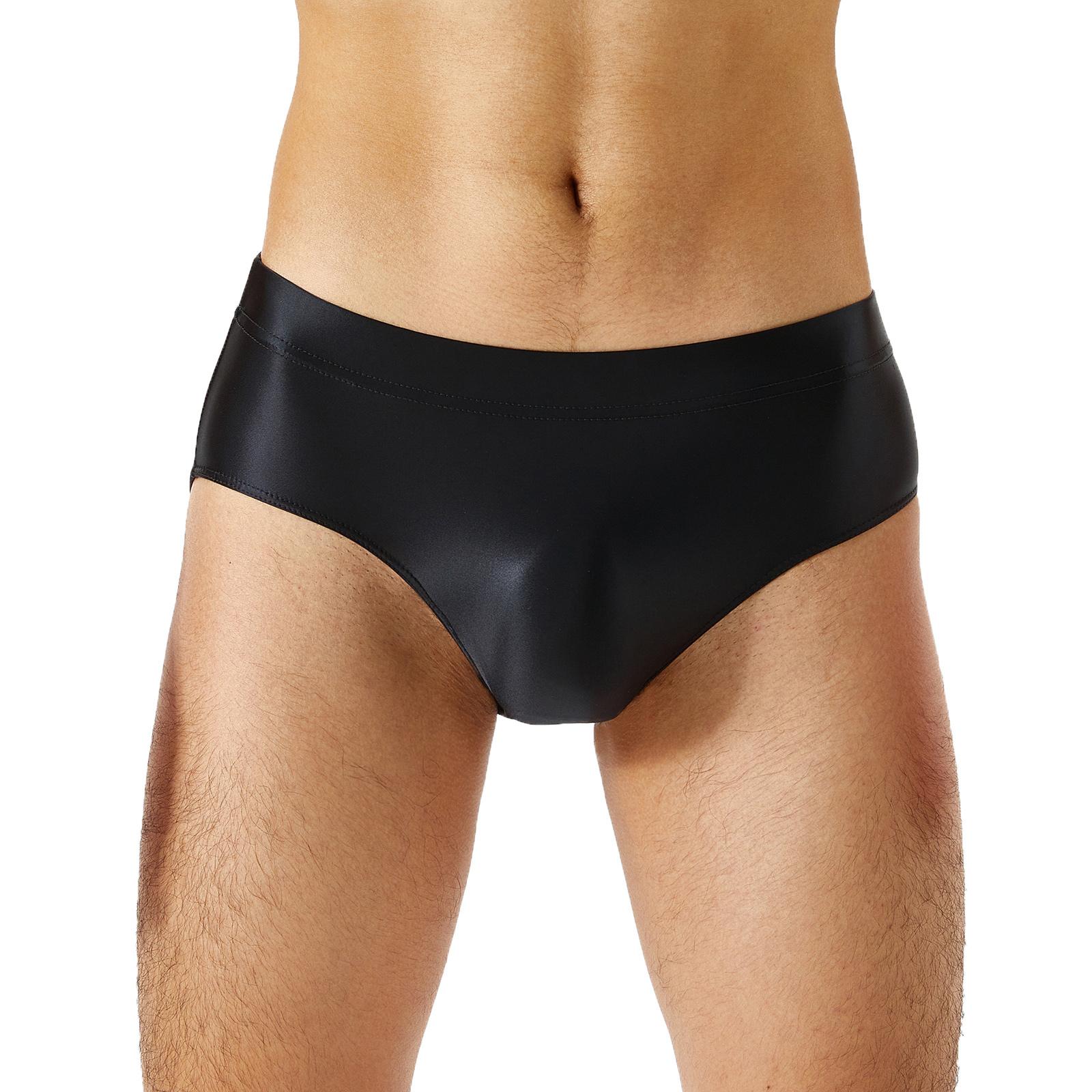 Fldy Sissy Panties Heren Zijdeachtig Glanzend Ondergoed Bikini Thongs Zwemmen Lingerie Slips zwart