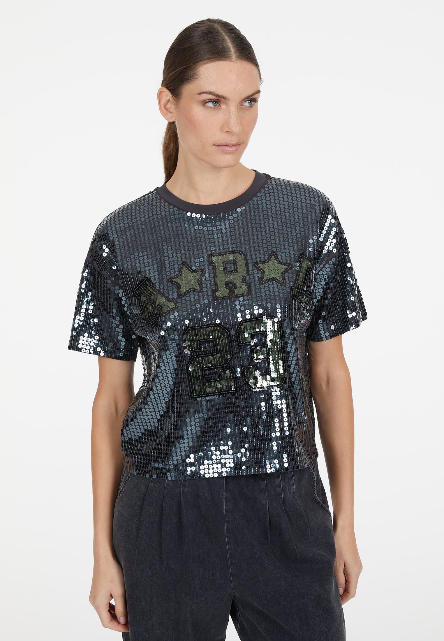 MARC AUREL Paillettenshirt im College Look