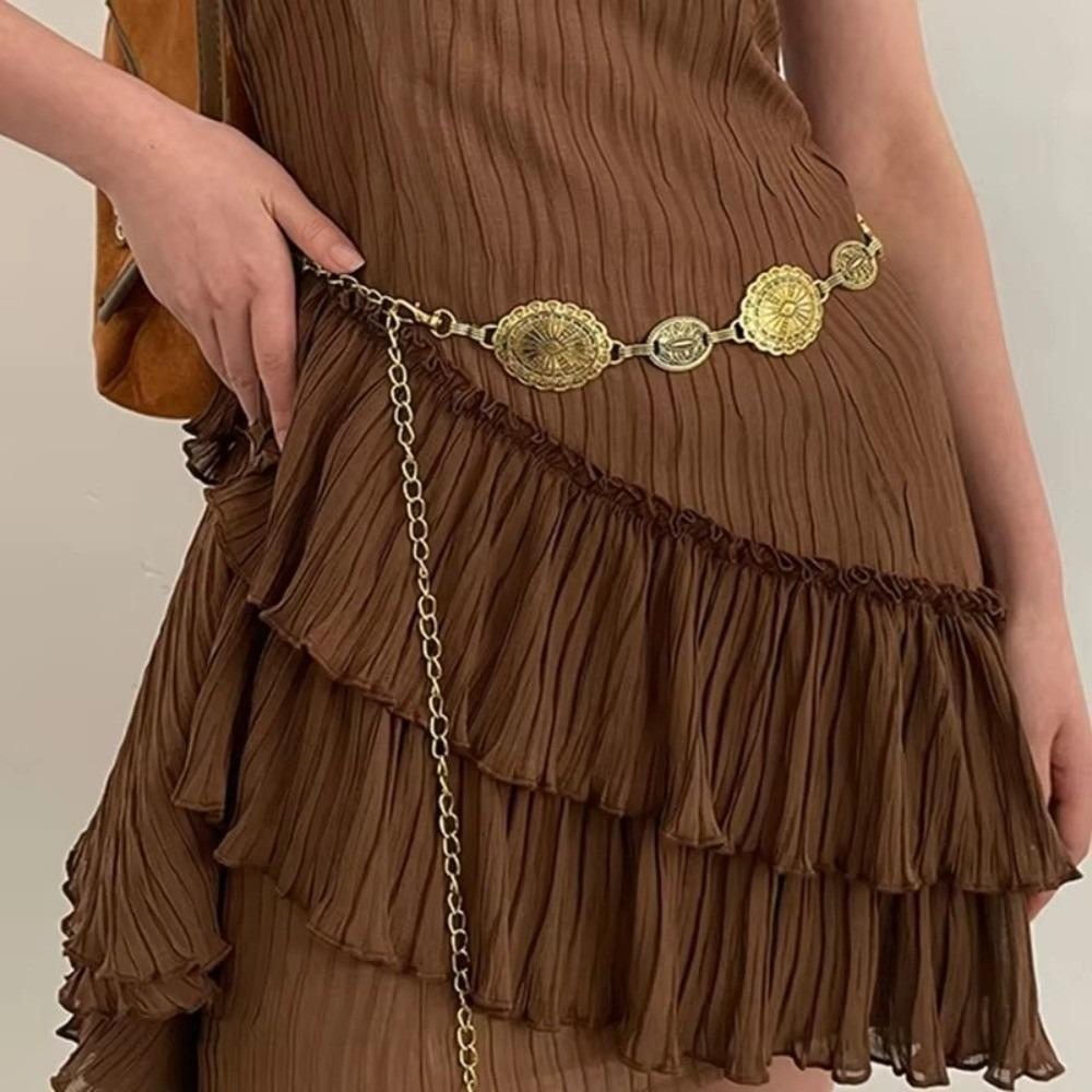 LYguoduan with Skirt Belt Chain Belt Metal Chain Bohemian Belt Retro Waist Chain  Women goud