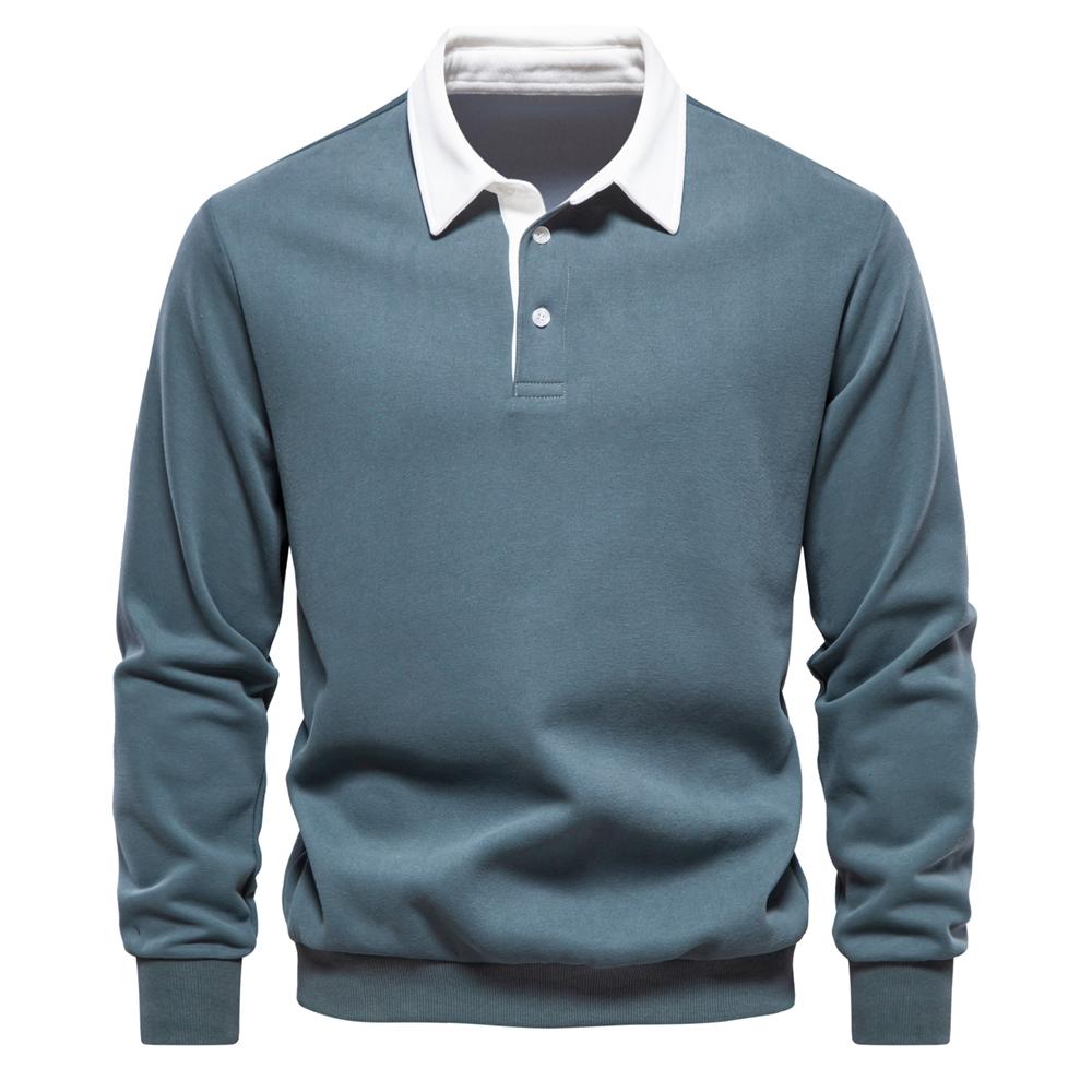 AIOPESON Men Fashion 2023 Nieuwe herfstmodeontwerp Polohals-sweatshirts voor heren Casual en sociale kleding Kwaliteit katoenen herensweatshirts XXL 95-105 kg groen