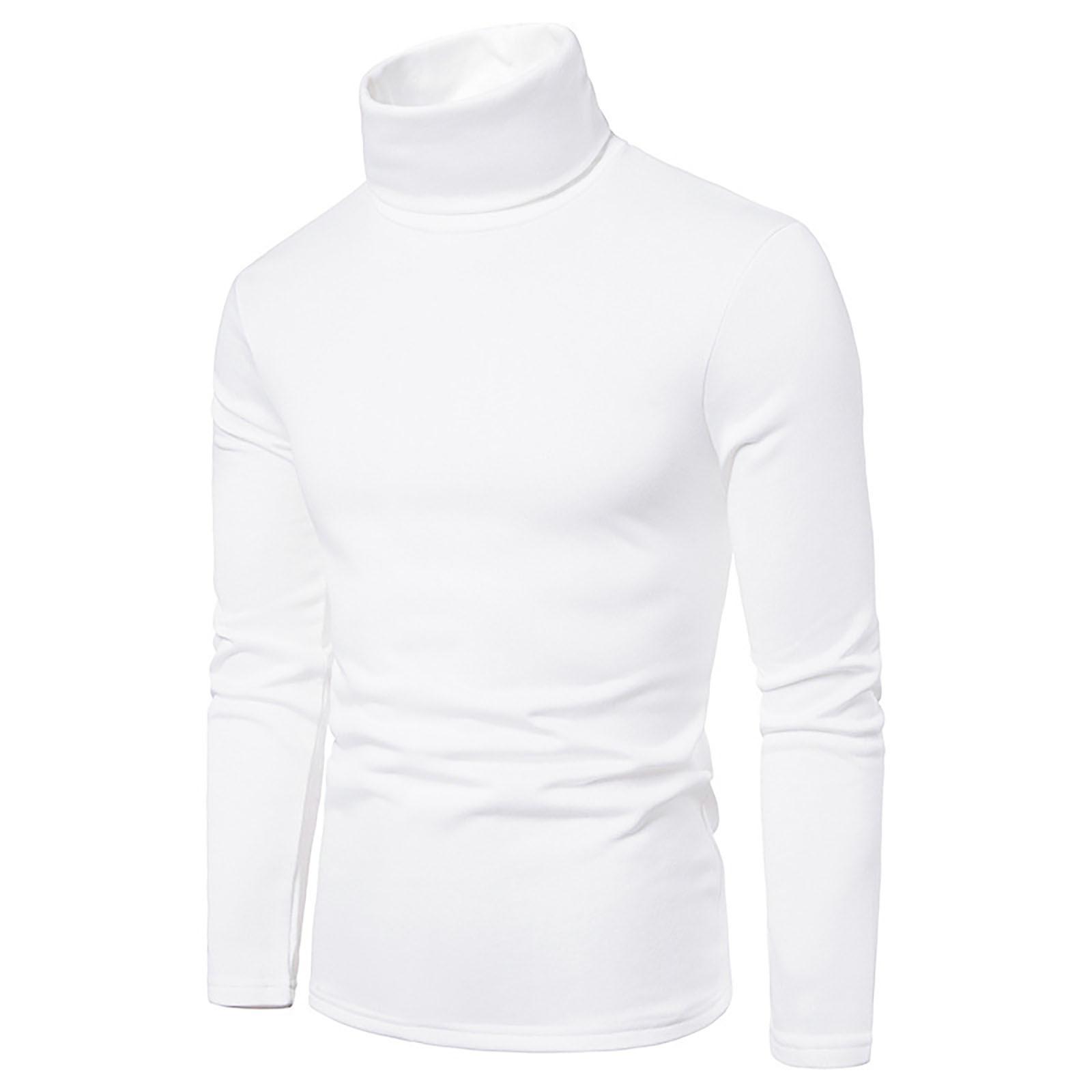Long nose Heren coltrui lange mouwen effen kleur stretch slim fit onderkant top blouse XL wit