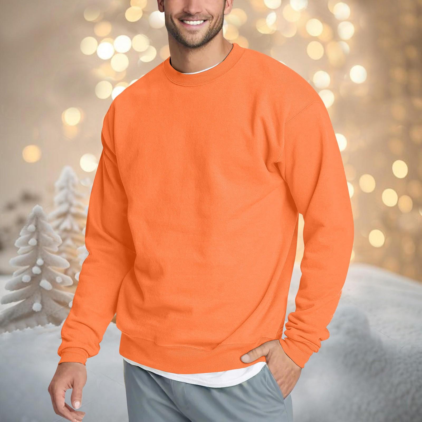 Winnerer Neptune Heren Casual Mode Comfortabele Effen Kleur Ronde Hals Pullover Sweatshirt Sweatshirt XL saffraan